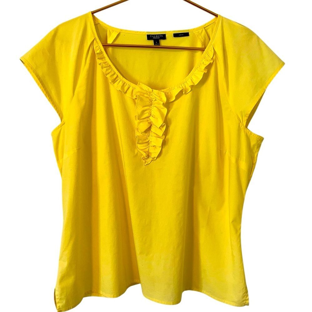 Talbots Yellow Ruffle Women's Top, Size Large